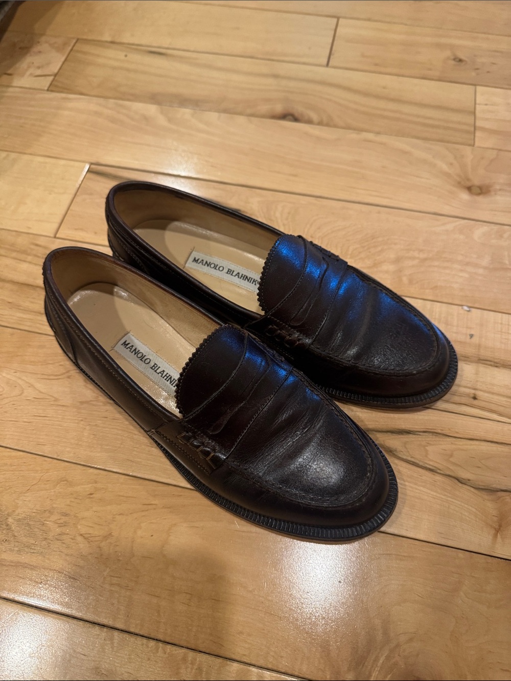 Manolo BLAHNIK Penny Loafers in Dark Brown 36.5